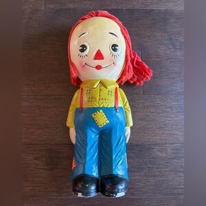 Vintage 1950's 60's Raggedy Andy Japan Chalk Ware Chalkware 13.5 Inch Bank NICE!